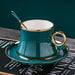 Golden Mediterranean Blossom Ceramic Tea Cup with Foil Accents