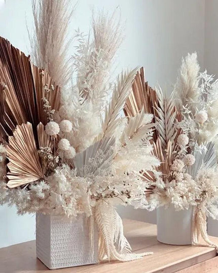 Bohemian Chic: Exquisite Palm Leaf and Pampas Grass Decor for Home and Weddings