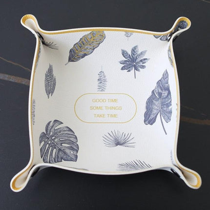 Chic PU Leather Desktop Storage Tray for Stylish Home Organization