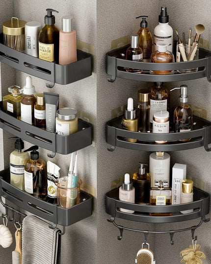 Stylish No-Drill Aluminum Corner Shelf for Easy Installation