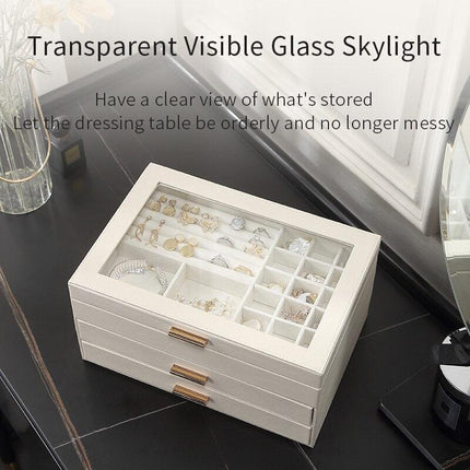 Elegant Two-Tier Jewelry Organizer with Clear Viewing Lid