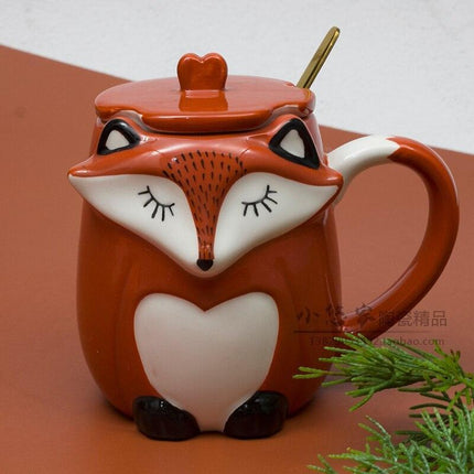 Charming 3D Fox Ceramic Mug - 500ML Capacity for Animal Lovers
