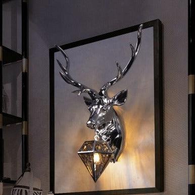 Modern Gold/Silver Resin Deer Head Wall Lamp for Living Room and Bedroom Decor