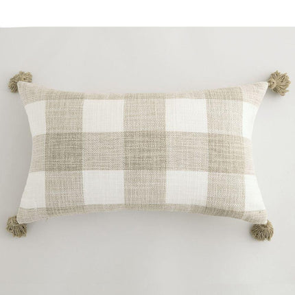 Chic Cream White Reversible Tassel Pillow Cover with Stylish Patterns