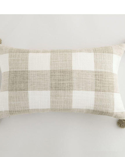 Chic Cream White Reversible Tassel Pillow Cover with Stylish Patterns