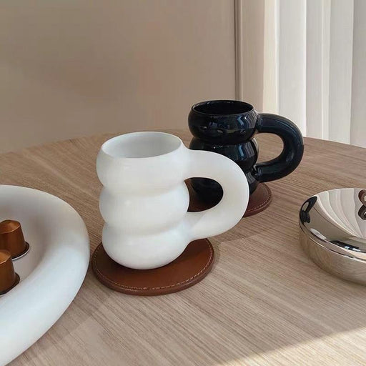 Whimsical Girl Motif Ceramic Coffee Mug with Tire Design