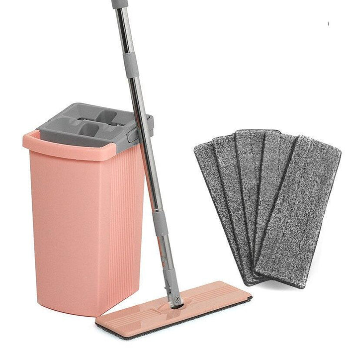 Effortless Floor Cleaning Mop with Bucket Squeeze - Pink