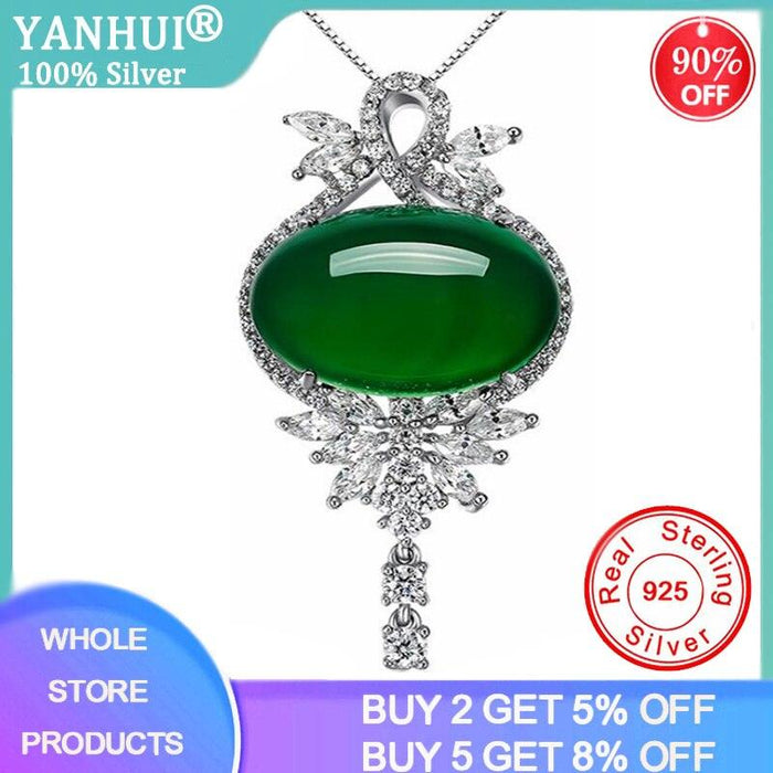 Tibetan Silver Collarbone Necklace with Corundum and Jade Pendant - Elegant Fashion and Fitness Tracker for Women