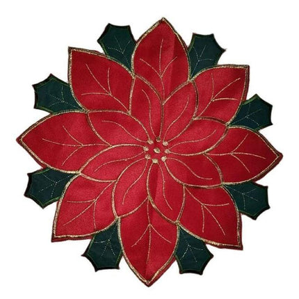 Festive Poinsettia Satin Placemat – Redefine Your Holiday Dining Experience