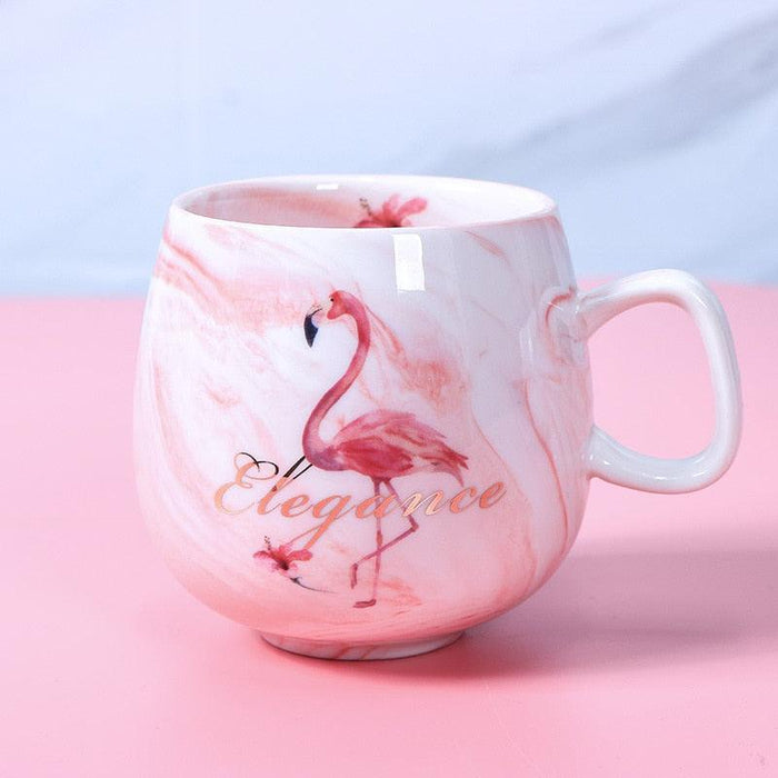 Cozy Flamingo Ceramic Travel Mug with Cute Cat Paw Insulation