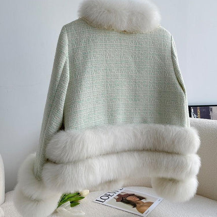 Chic Elegance: Fox Fur Coat with Lace Detail for Winter Glamour