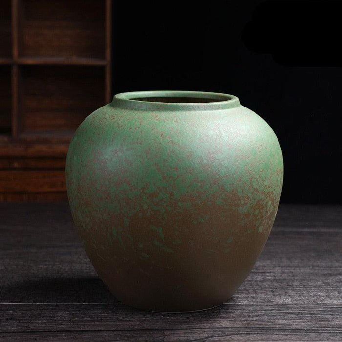 Exquisite Antique Zen Coarse Pottery Vase for Asian-Style Home Decor