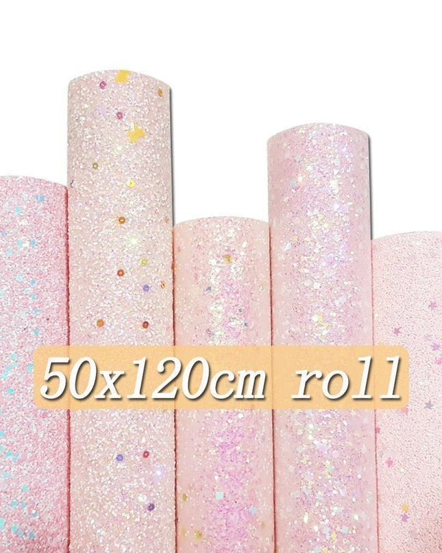 Shimmering Pink Faux Leather Crafting Roll for Creative DIY Projects