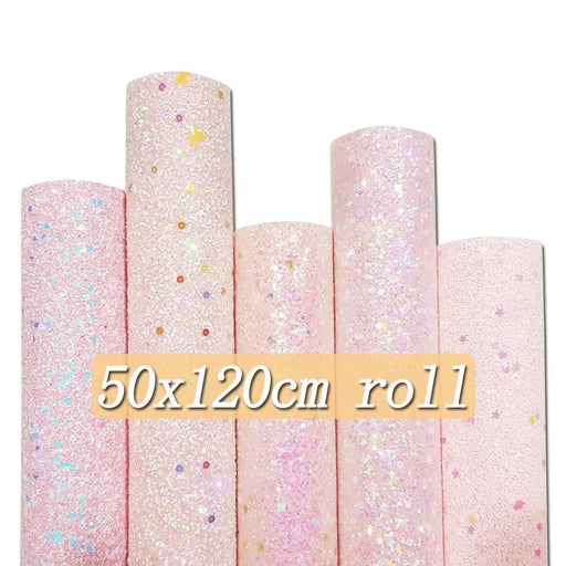 Pink Glitter Pink Faux Leather Roll: Crafting Elegance for DIY Creations