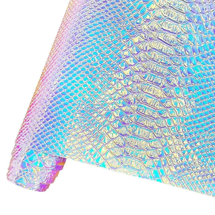 LuxeLeather Holographic Snake Skin Faux Leather Roll - Premium Crafting Material