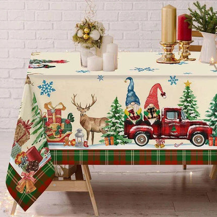 Joyful Christmas Striped Tablecloth - Waterproof Festive Home Decor