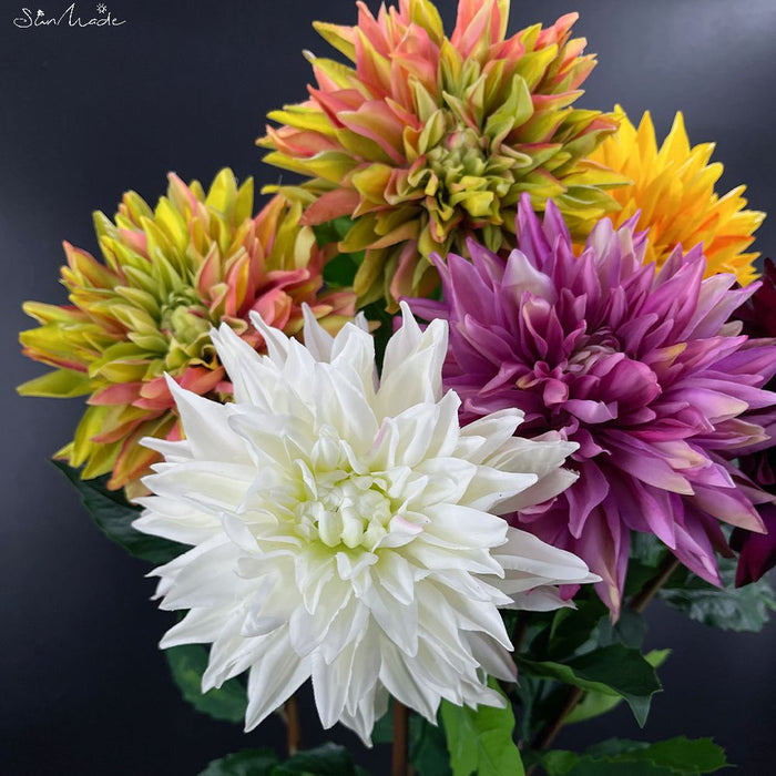 Luxe Realistic Dahlia Silk Flower Arrangement: Timeless Elegance for Any Space