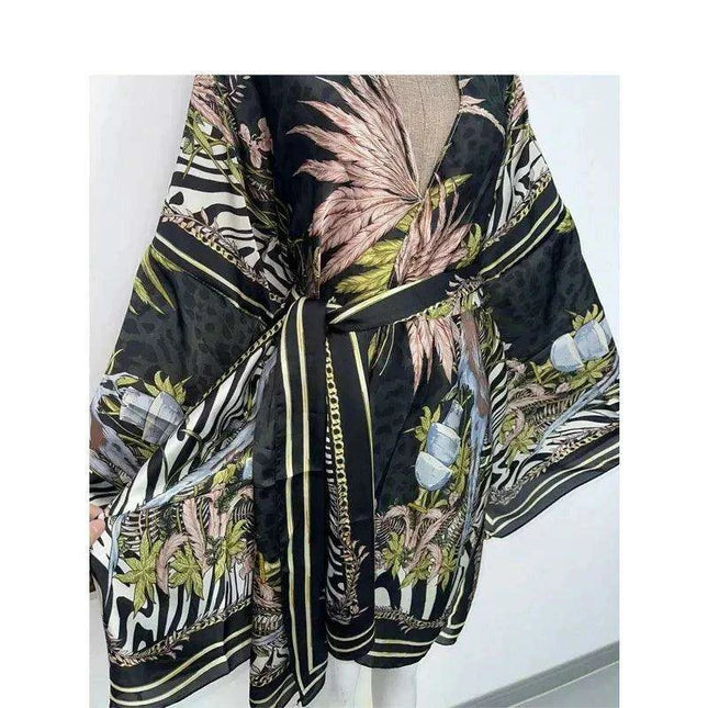 Exotic African-Inspired Kimono Cardigan: Stylish Beach Cover-Up with Cultural Elegance