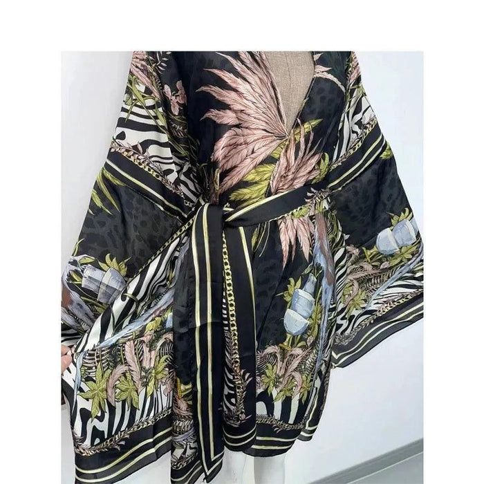 African Vibes Kimono Cardigan: Versatile Boho Beach Cover Up for Women