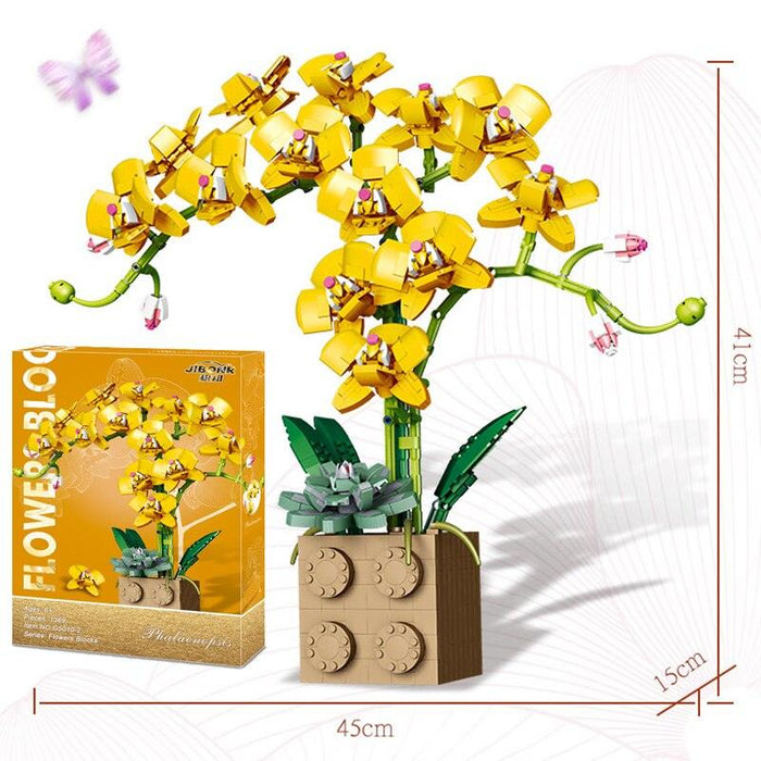 Blue Phalaenopsis Potted Plants DIY Building Kit for Elegant Home Decor