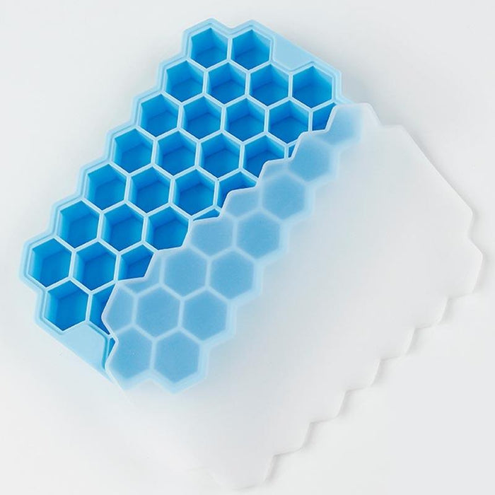 Perfectly Shaped Honeycomb Ice Cube Tray Set with Removable Lids - 37 Cavity Mold for Chilled Beverages