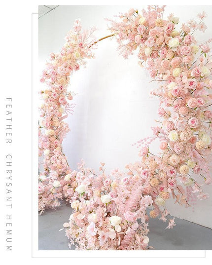 Charming Pink Floral Wedding Arch Set for Enchanting Decor Makeover
