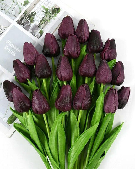 Realistic White and Yellow Tulip Arrangement - Luxurious Artificial Flower Set