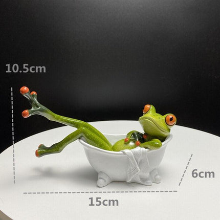 Whimsical Green Frog Resin Desk Ornament - Enchanting Home Decor