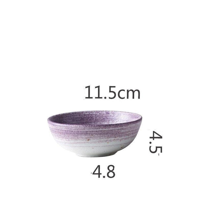 Stylish Nordic Purple Stoneware Dining Set with Glazed Plates and Bowls - Exquisite Tableware for Elegant Dining