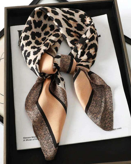 Elegant Leopard Print Silk Scarf - Premium Women's Fashion Accessory