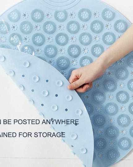 Non-Slip Round Shower Mat with Drainage Holes and Textured Design