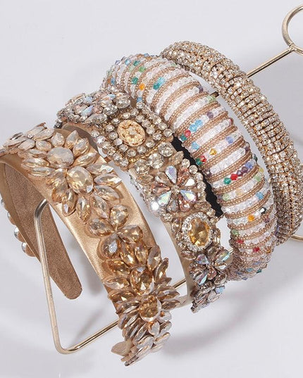 Opulent Botanica Baroque Crystal-Embellished Headband with Floral Glass Accents