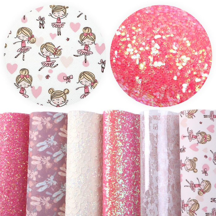 Pink Glitter Lychee Faux Leather Sheets for Glamorous Crafting