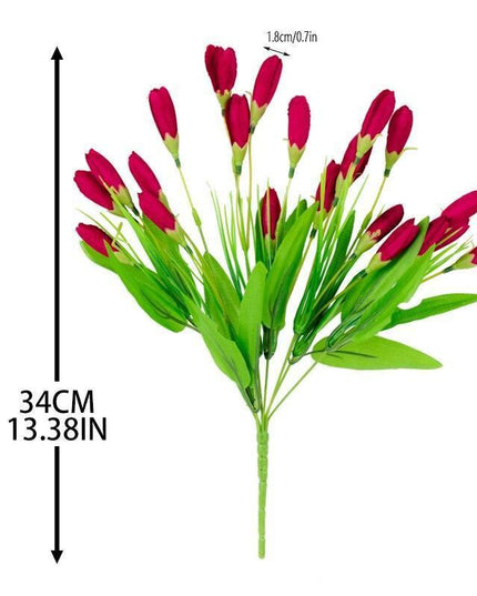 Lively Crimson Mini Tulip Faux Flower Bouquet - Quick Shipping Included
