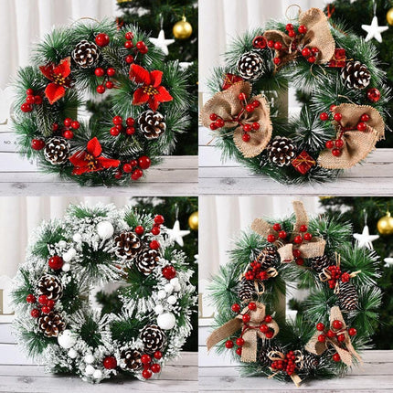 Elegant Pinecone and Berry Holiday Wreath Collection with Decorative Accents