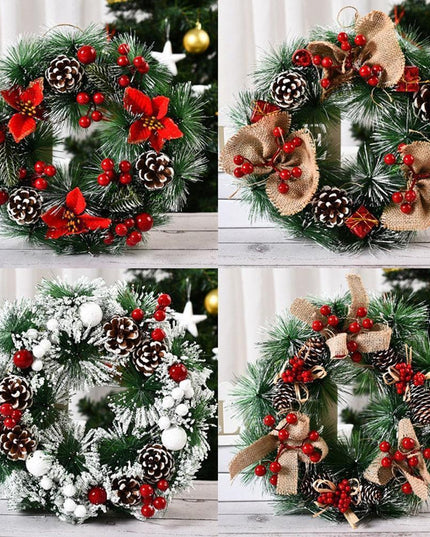 Elegant Pinecone and Berry Holiday Wreath Collection with Decorative Accents