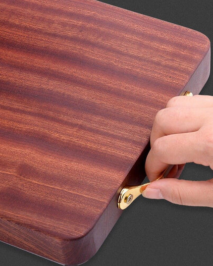 Elegant Ebony Wood Cutting Board Set with Chic Gold Handle - Essential Kitchen Accessory