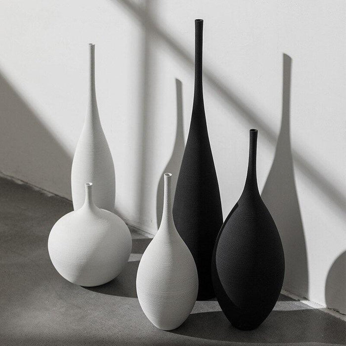 Elegant Black and White Handmade Ceramic Vase