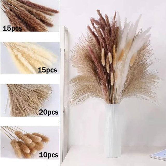 Natural Palm Leaf and Pampas Grass Bouquet: Boho Elegance for Home and Wedding Decor