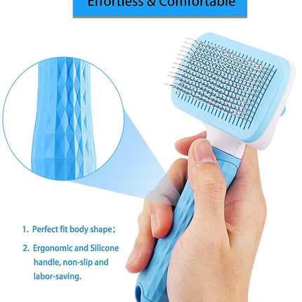 Ergonomic Long-Hair Dog Grooming Brush for Gentle Care