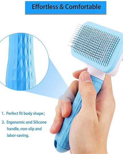 Ergonomic Long-Hair Dog Grooming Brush for Gentle Care