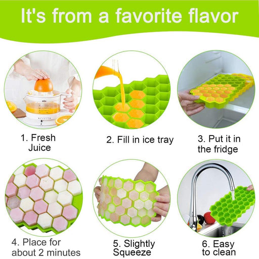 Honeycomb Silicone Ice Cube Tray with Removable Lids - 37 Cavity Mold for Perfectly Shaped Ice Cubes