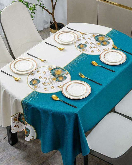 Luxurious Oval PVC Table Protector with Botanical Design: Elevate Your Dining Experience