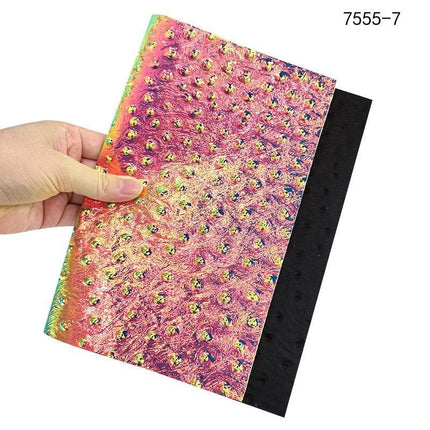 Iridescent Holographic Faux Leather Crafting Sheet with Snake Skin Embossing