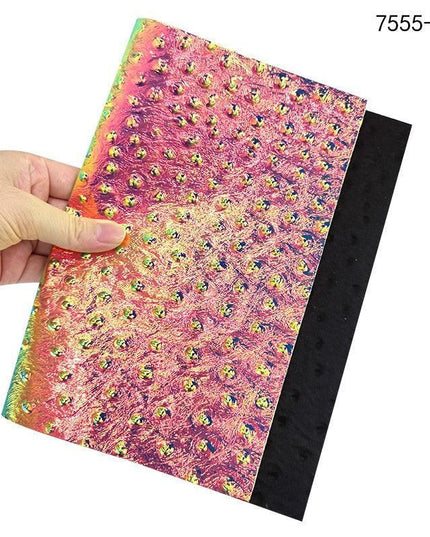 Iridescent Holographic Faux Leather Crafting Sheet with Snake Skin Embossing