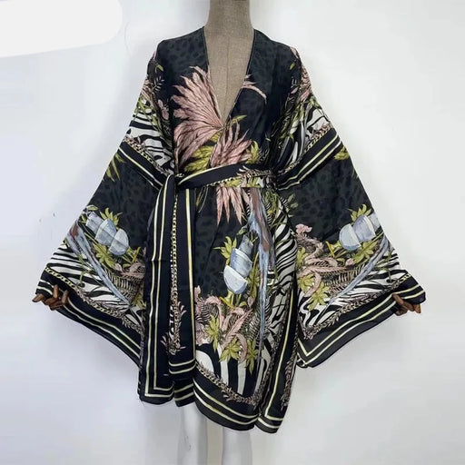 African Vibes Kimono Cardigan: Versatile Boho Beach Cover Up for Women
