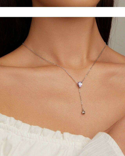 Elegant Purple Zircon Lily of the Valley Pendant Necklace in Sterling Silver with Adjustable Chain