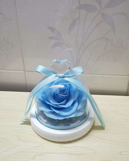Eternal Romance - Glass Enchantment with Preserved Roses and LED Lights