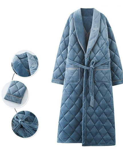 Plush Comfort Plus Size Men's Cotton Flannel Bathrobe for Winter Relaxation