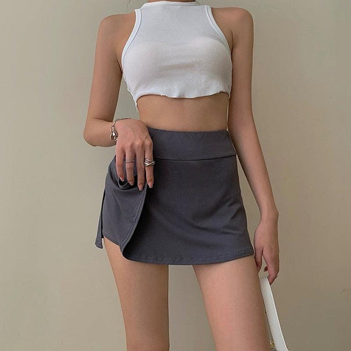 Women's High Waist Split Hem Tennis Skort - Fashionable Athletic Mini Skirt